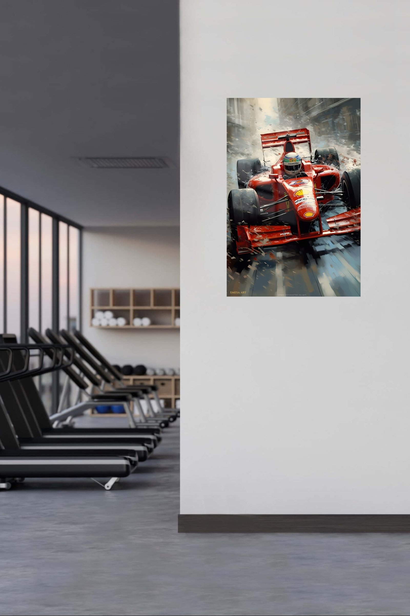 Red Open-Wheel Racer in Snowstorm metal wall art print, view 5