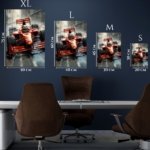 Red Open-Wheel Racer in Snowstorm metal wall art print, view 6