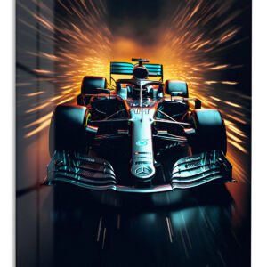 Neon Open-Wheel Racer metal wall art print