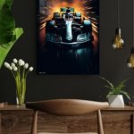 Neon Open-Wheel Racer metal wall art print, view 4