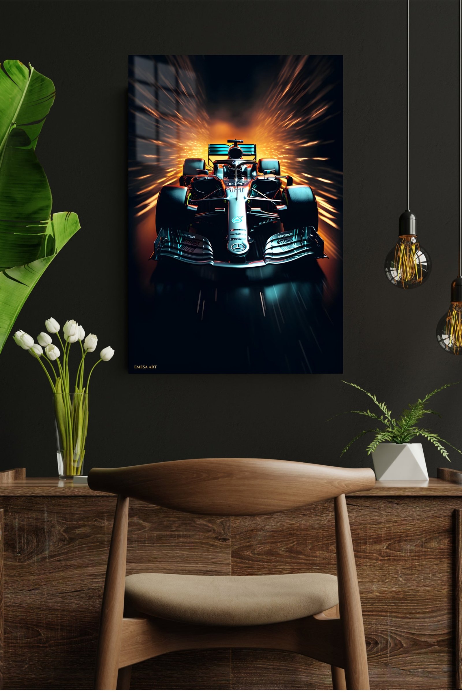 Neon Open-Wheel Racer metal wall art print, view 4