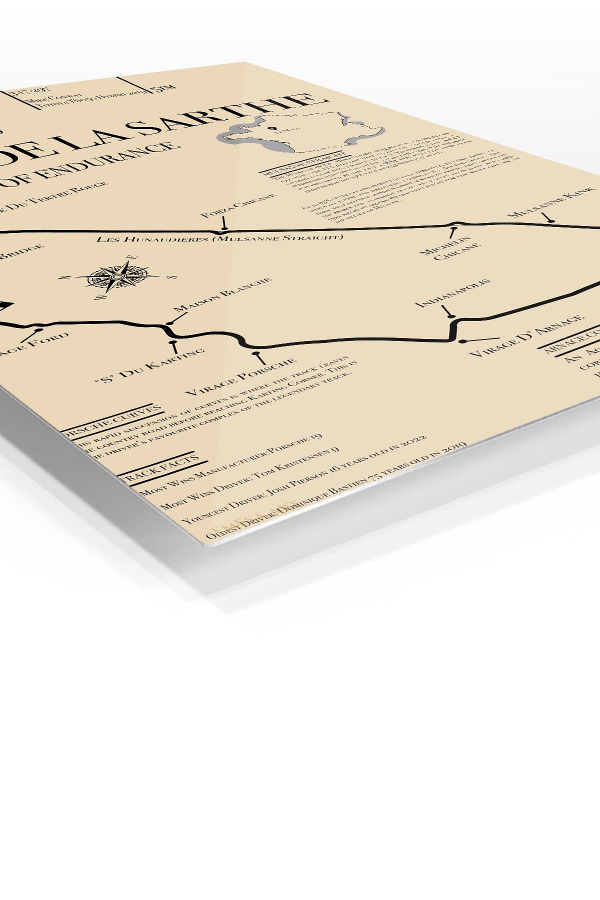 Circuit de la Sarthe Endurance Track Map metal wall art print, view 2