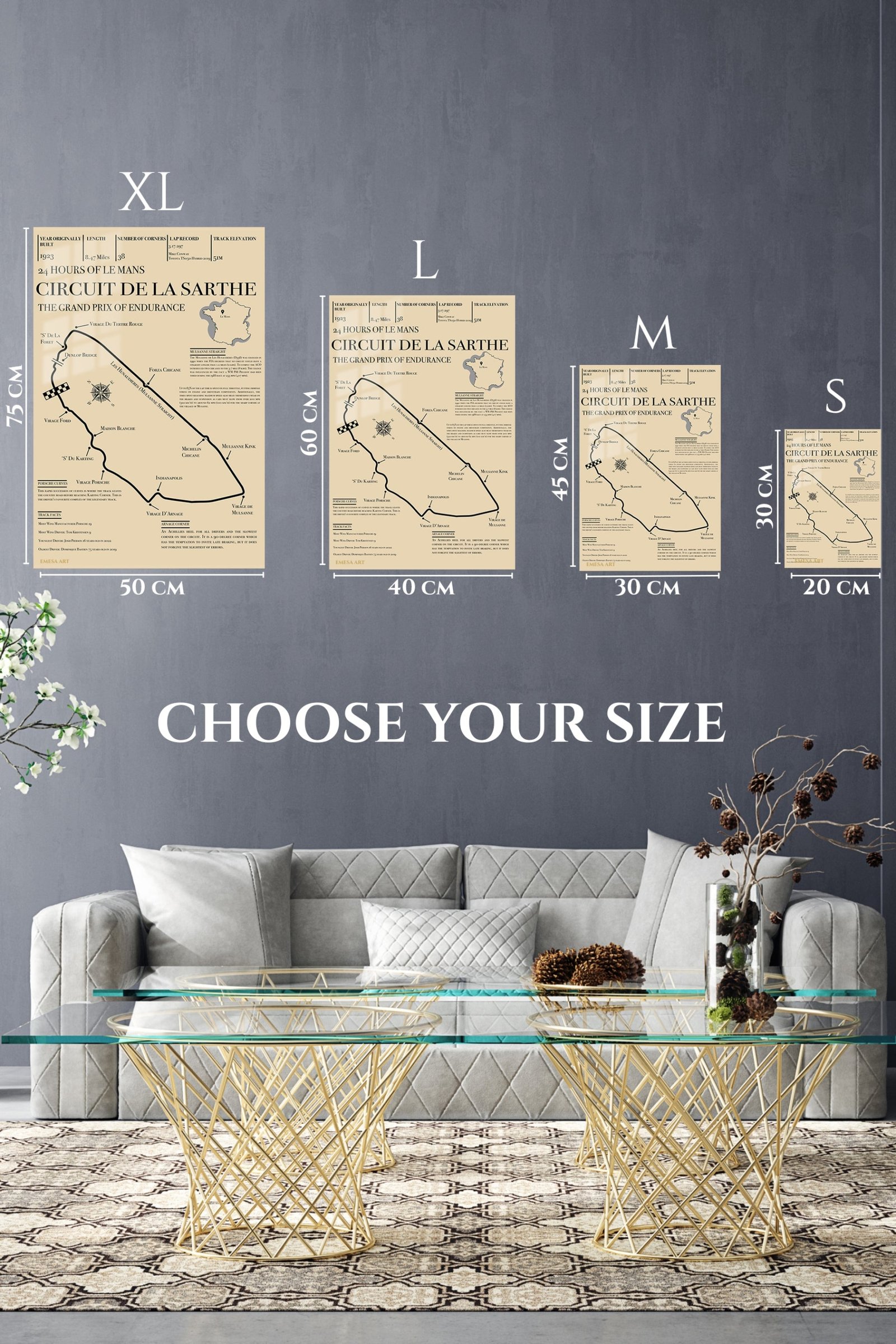 Circuit de la Sarthe Endurance Track Map metal wall art print, view 6