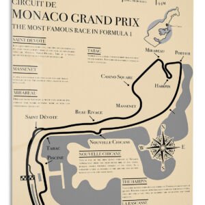 Monaco Grand Prix Circuit Map metal wall art print