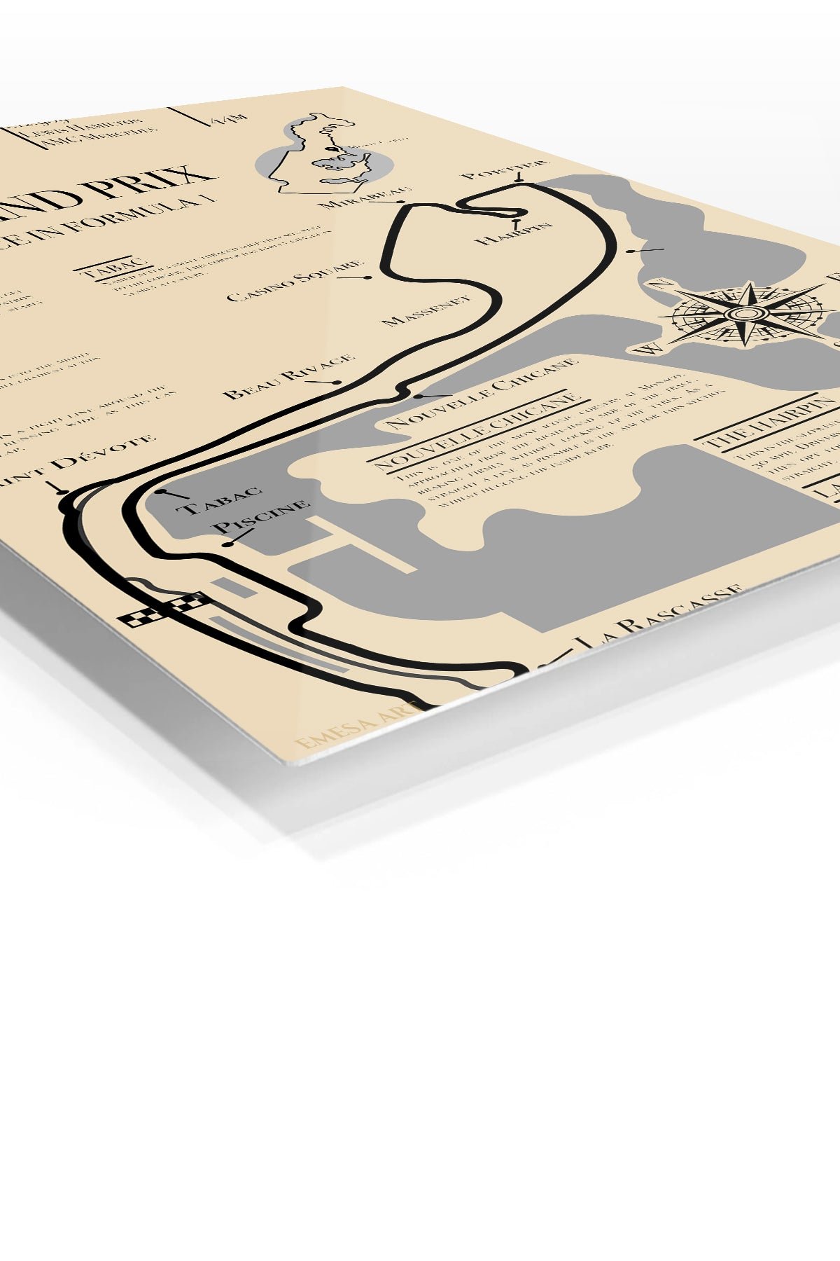 Monaco Grand Prix Circuit Map metal wall art print, view 2