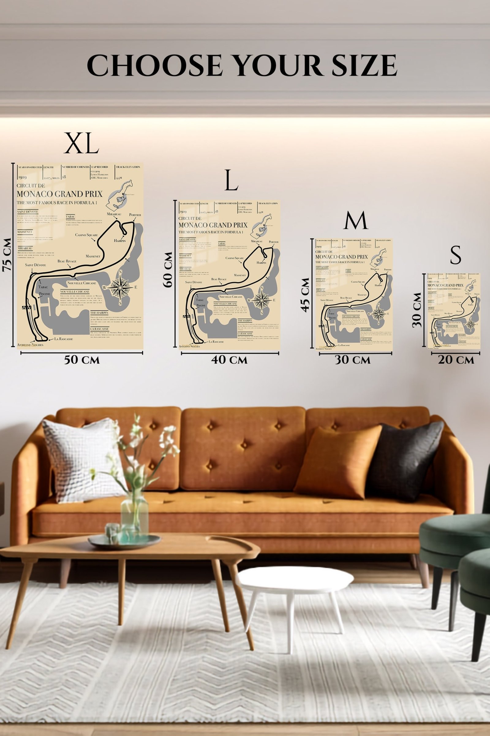 Monaco Grand Prix Circuit Map metal wall art print, view 6