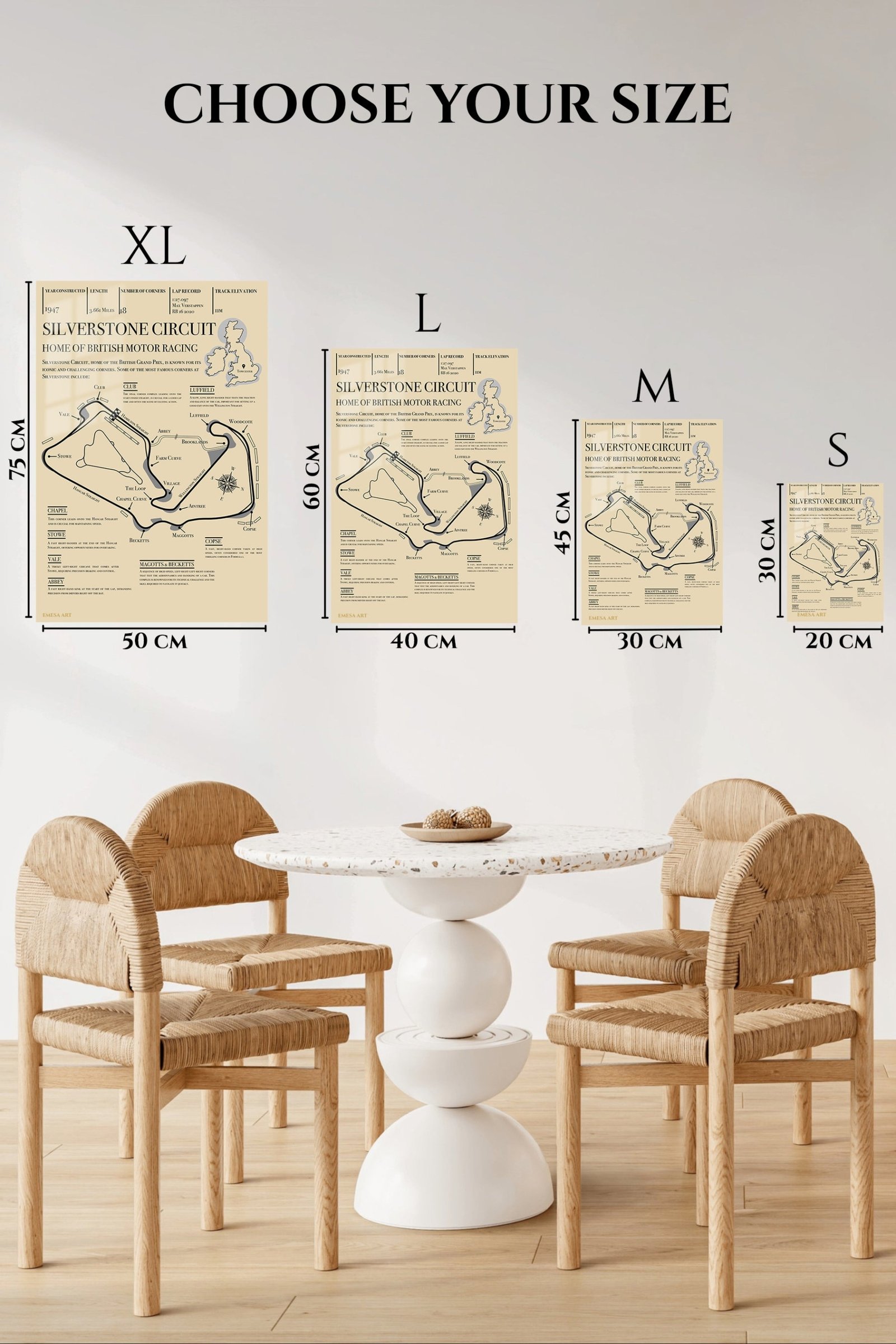 Silverstone Circuit Racing Map metal wall art print, view 6