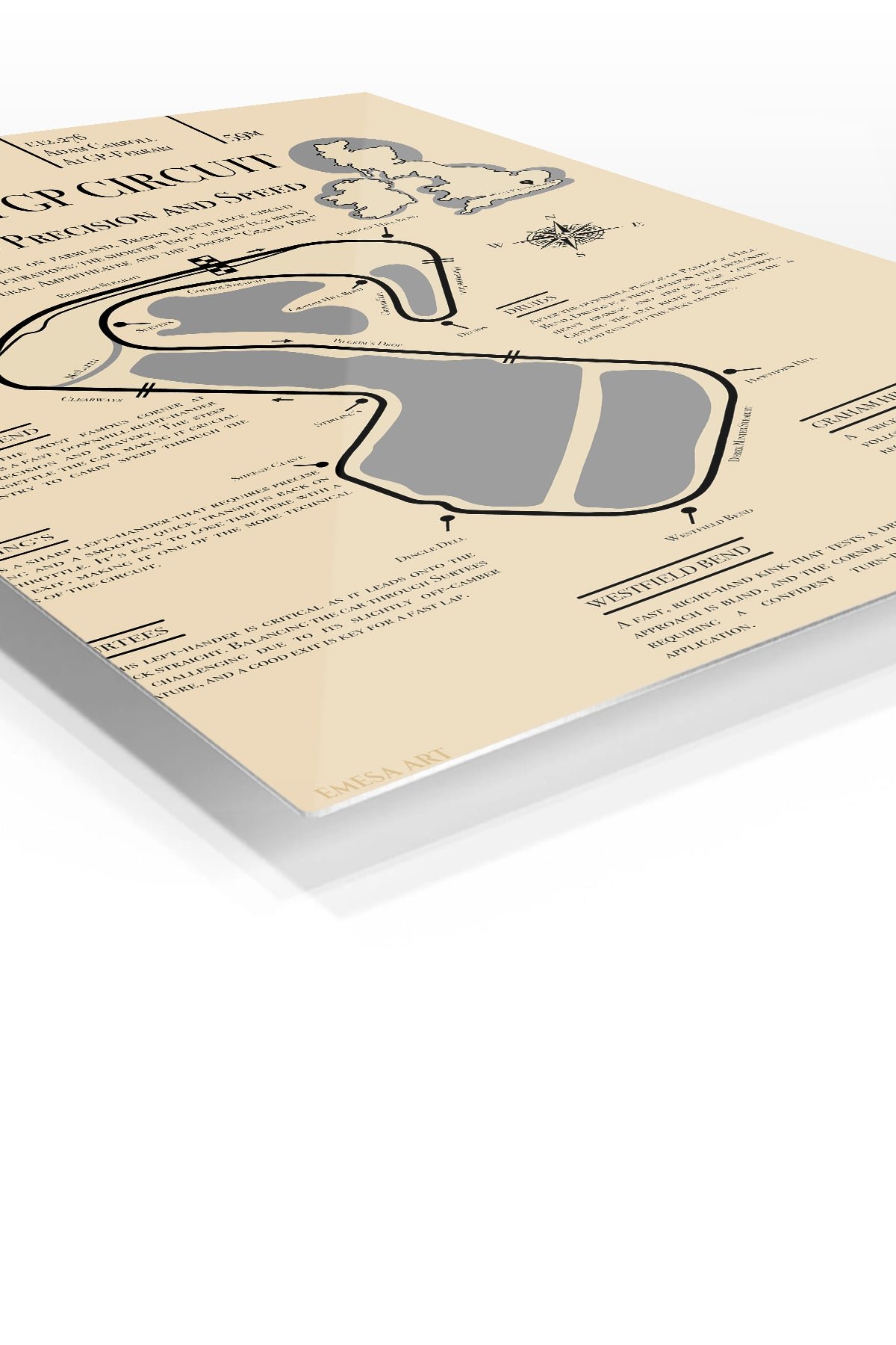 Brands Hatch Grand Prix Circuit Guide metal wall art print, view 2