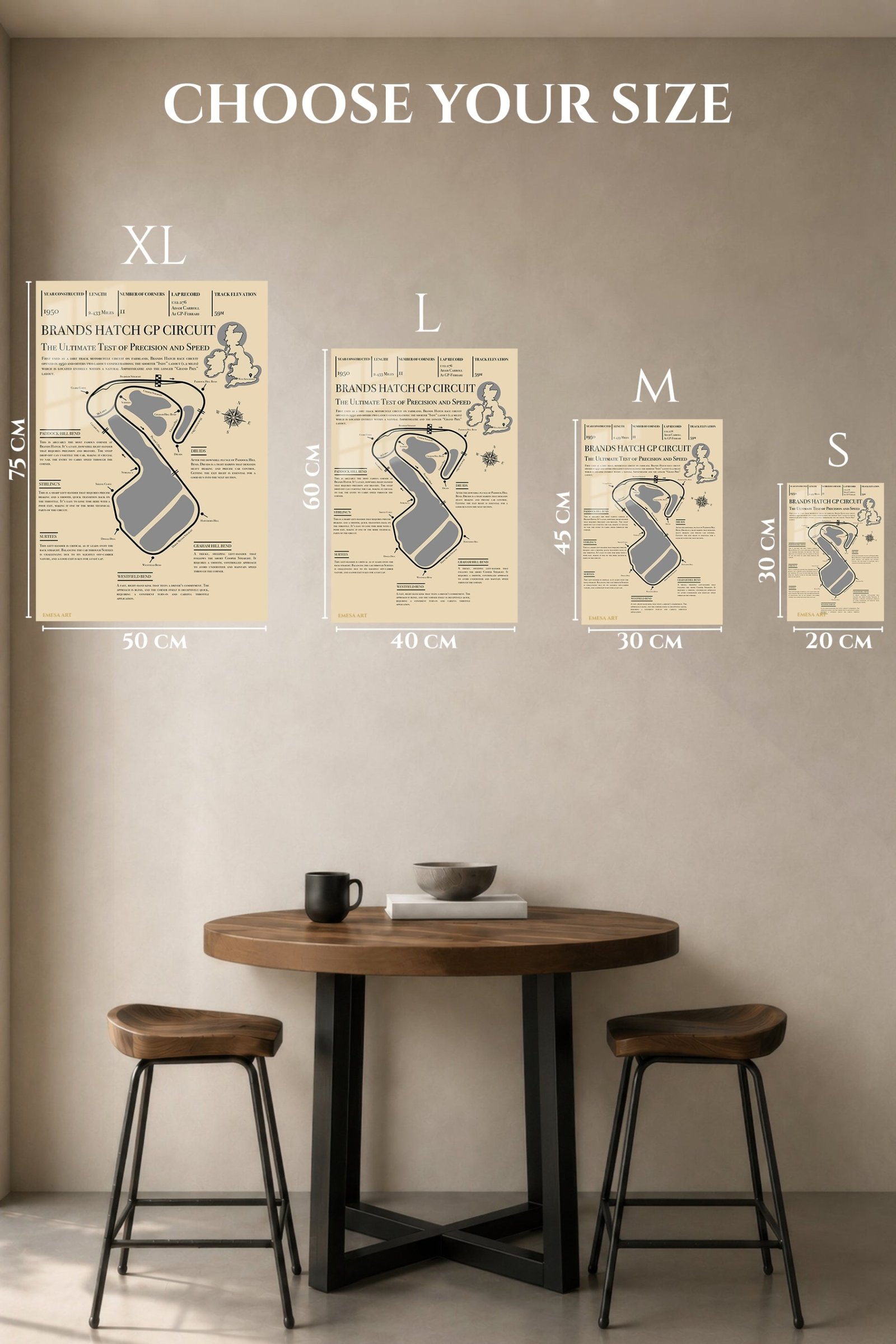 Brands Hatch Grand Prix Circuit Guide metal wall art print, view 6