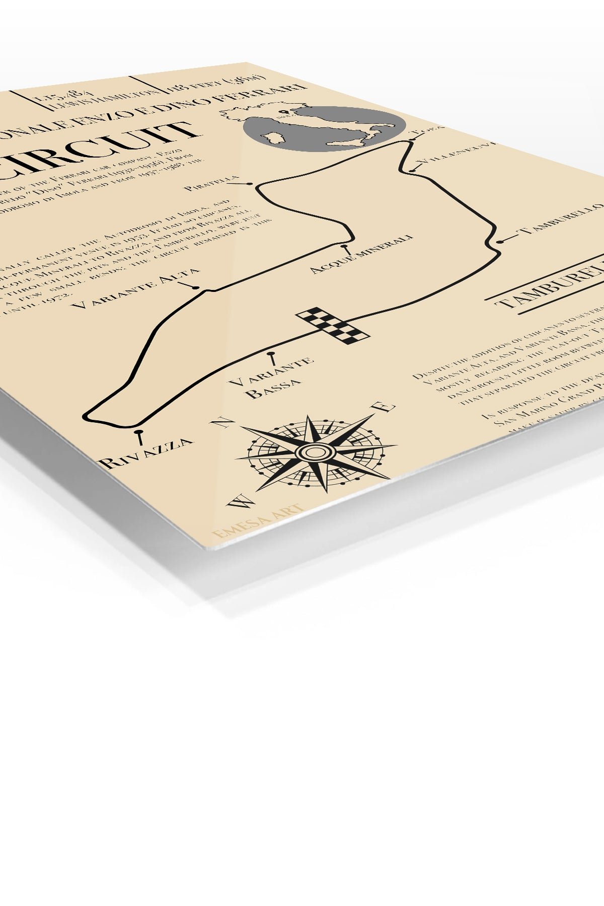 Imola Circuit Track Map Poster metal wall art print, view 2