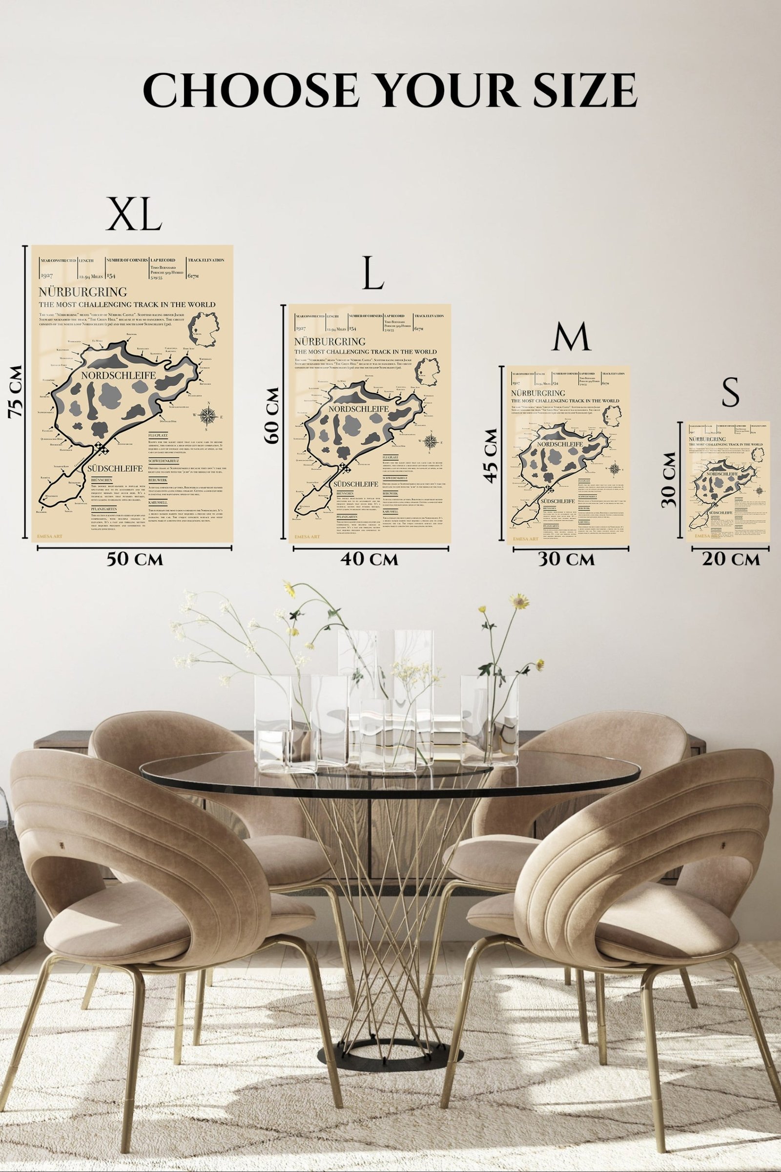 Nürburgring Nordschleife Circuit Map metal wall art print, view 6