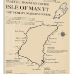 Isle of Man TT Mountain Course Map metal wall art print