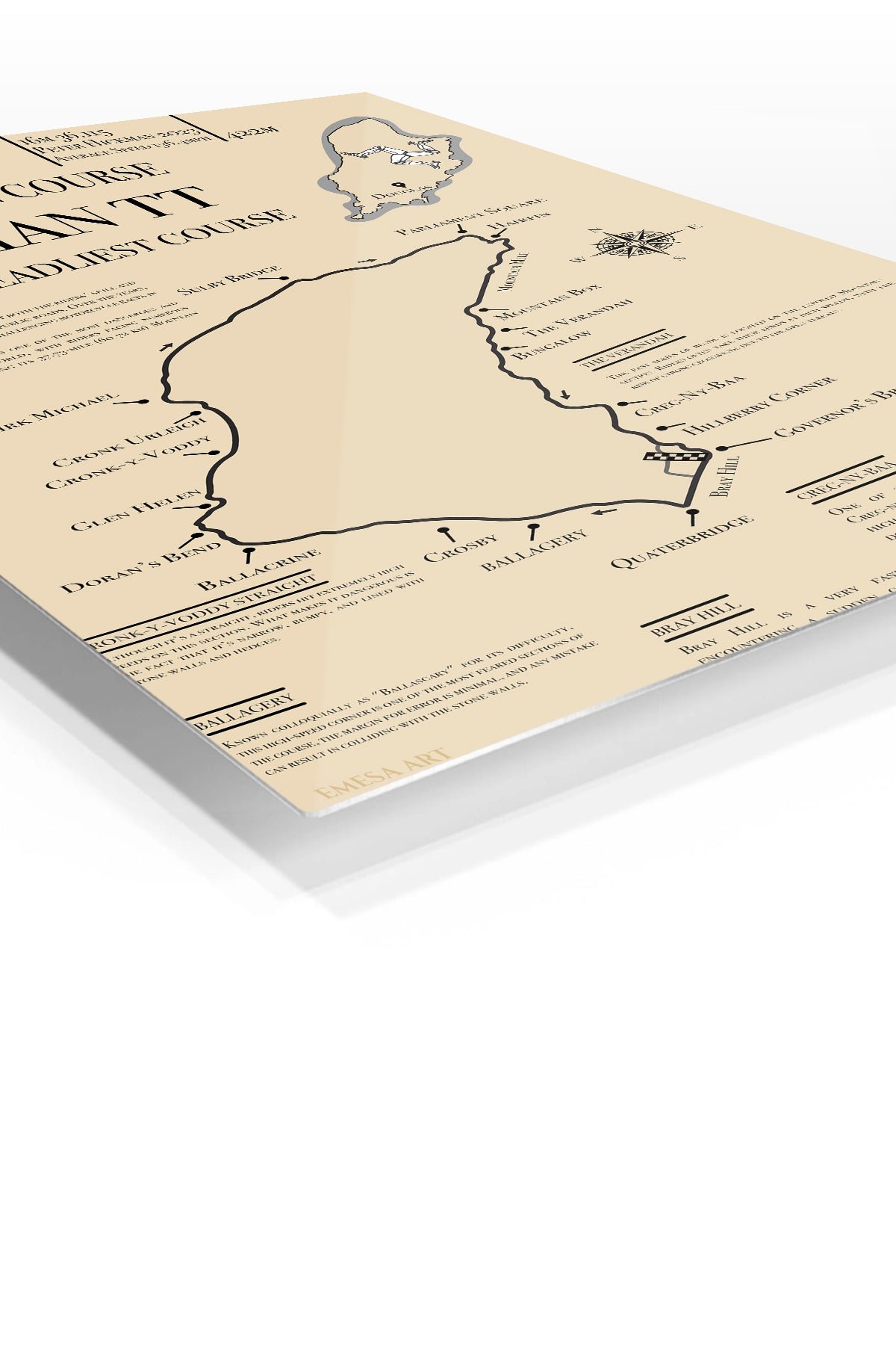 Isle of Man TT Mountain Course Map metal wall art print, view 2