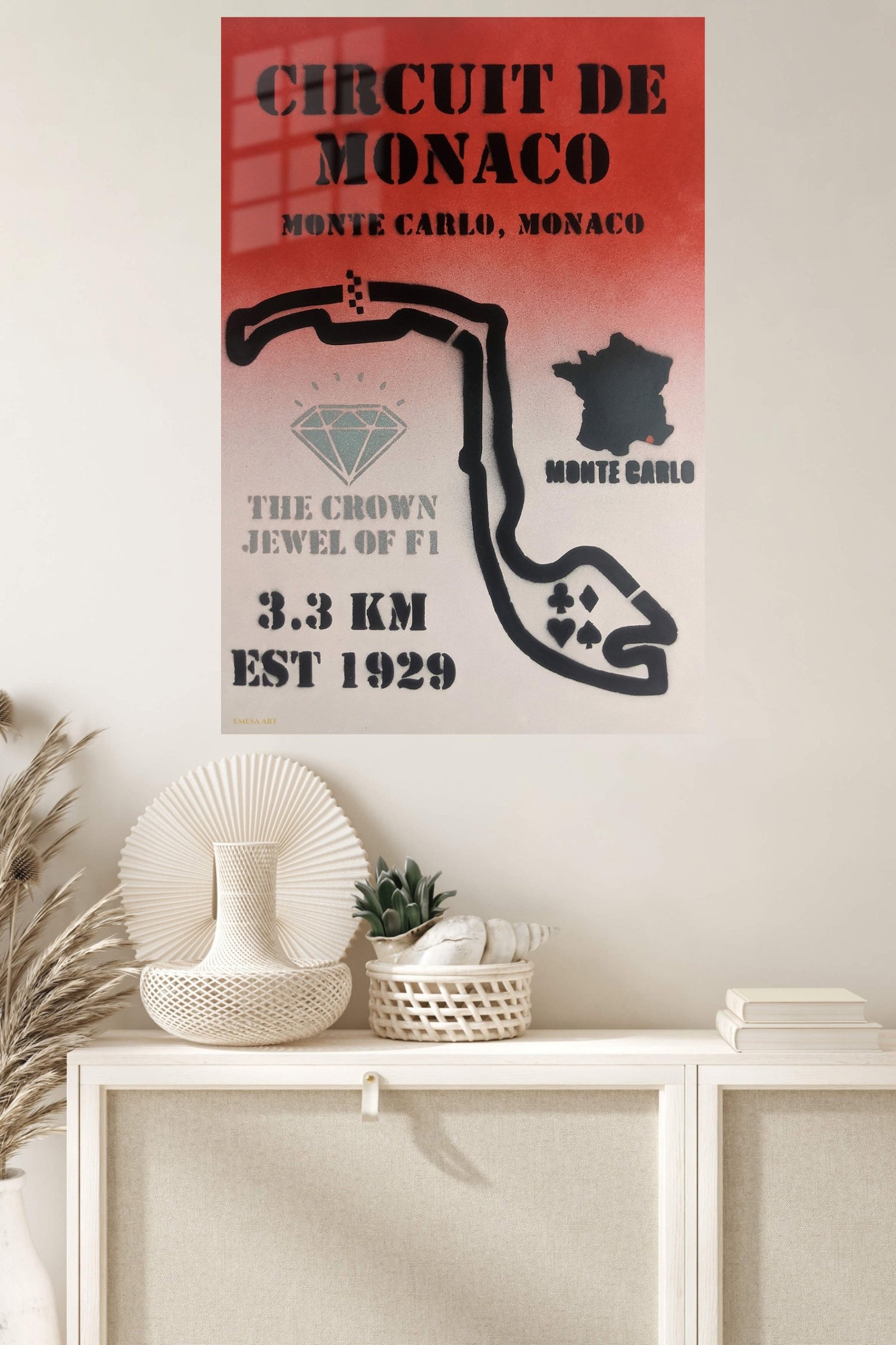 Circuit de Monaco Racing Map metal wall art print, view 4