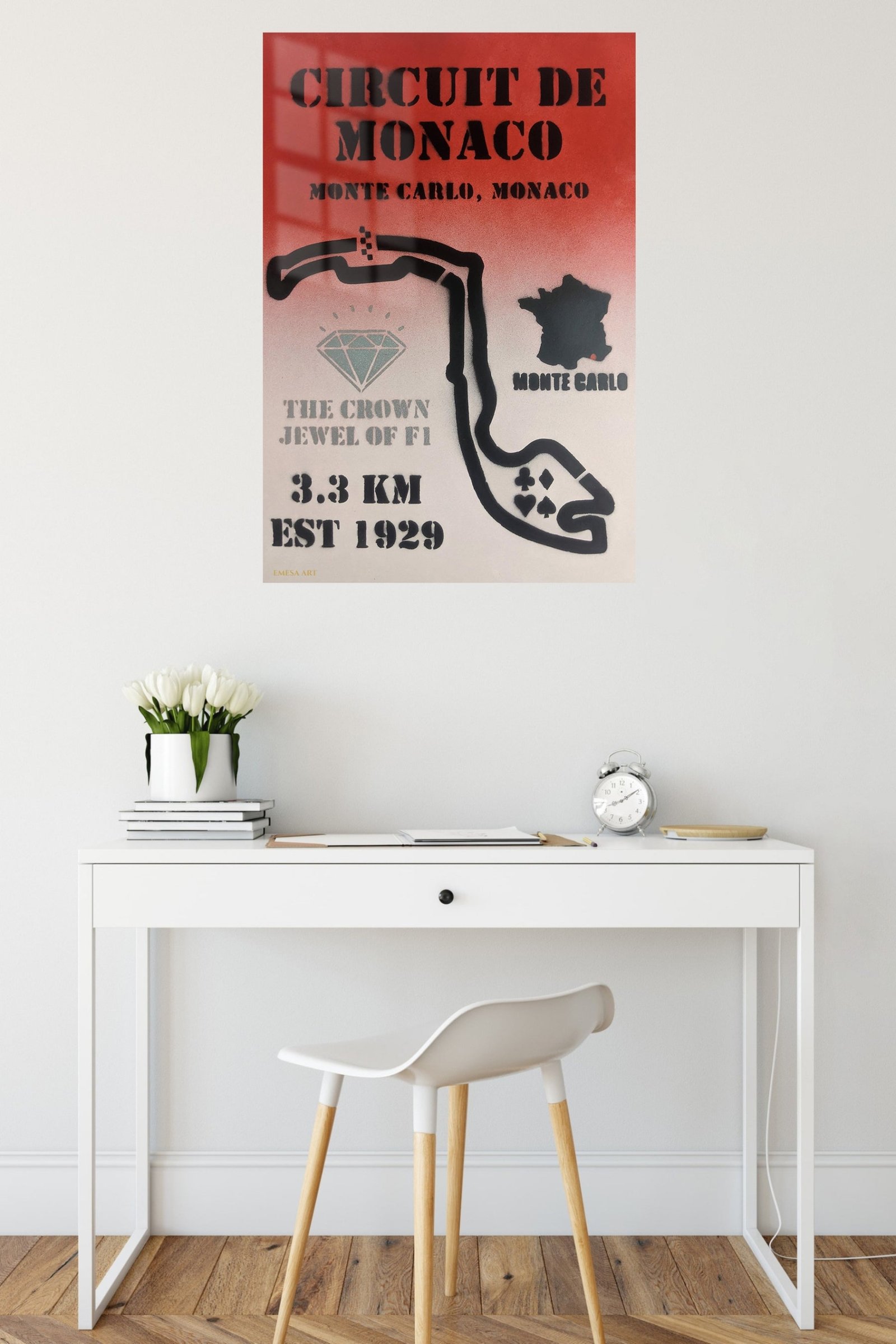 Circuit de Monaco Racing Map metal wall art print, view 5