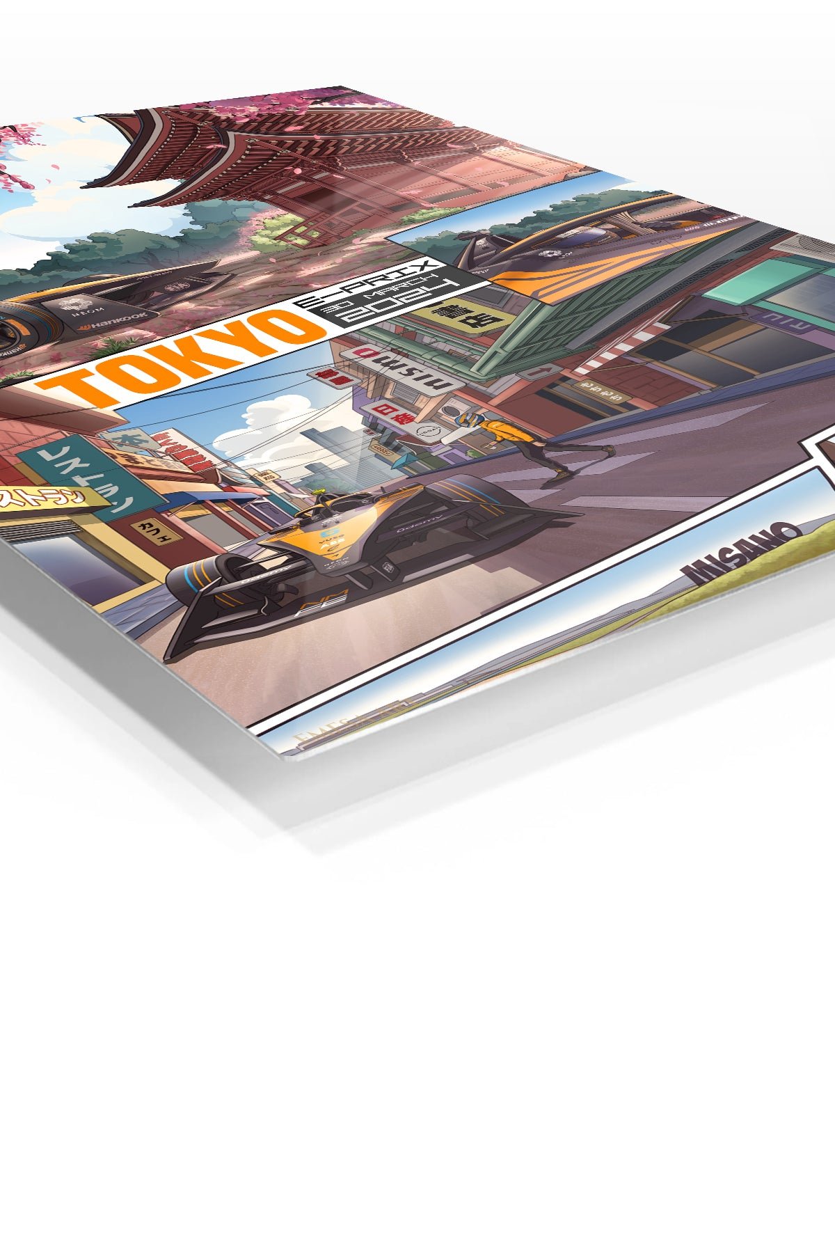 Tokyo Street Racing Comic Collage metal wall art print, view 2