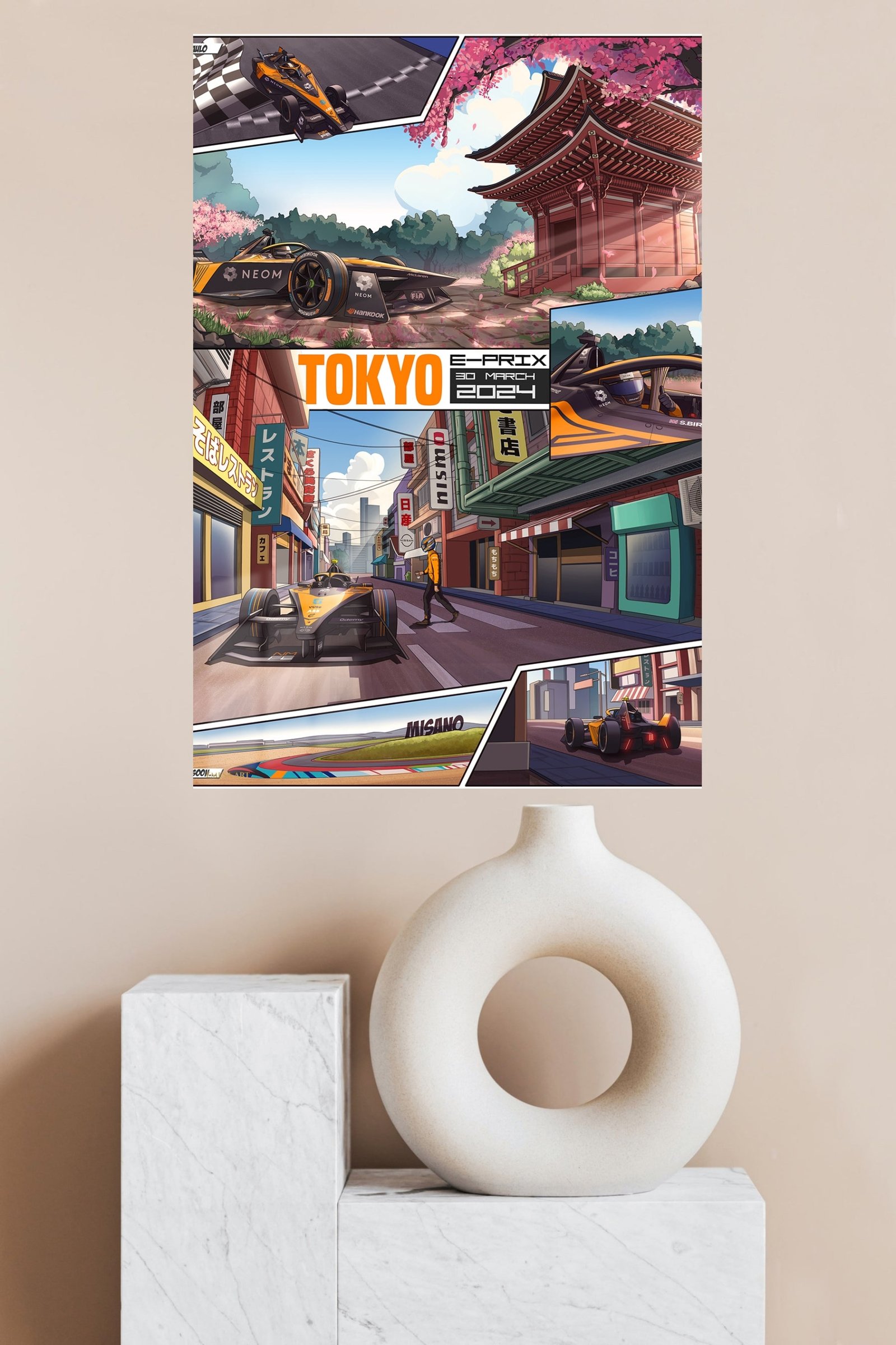 Tokyo Street Racing Comic Collage metal wall art print, view 4