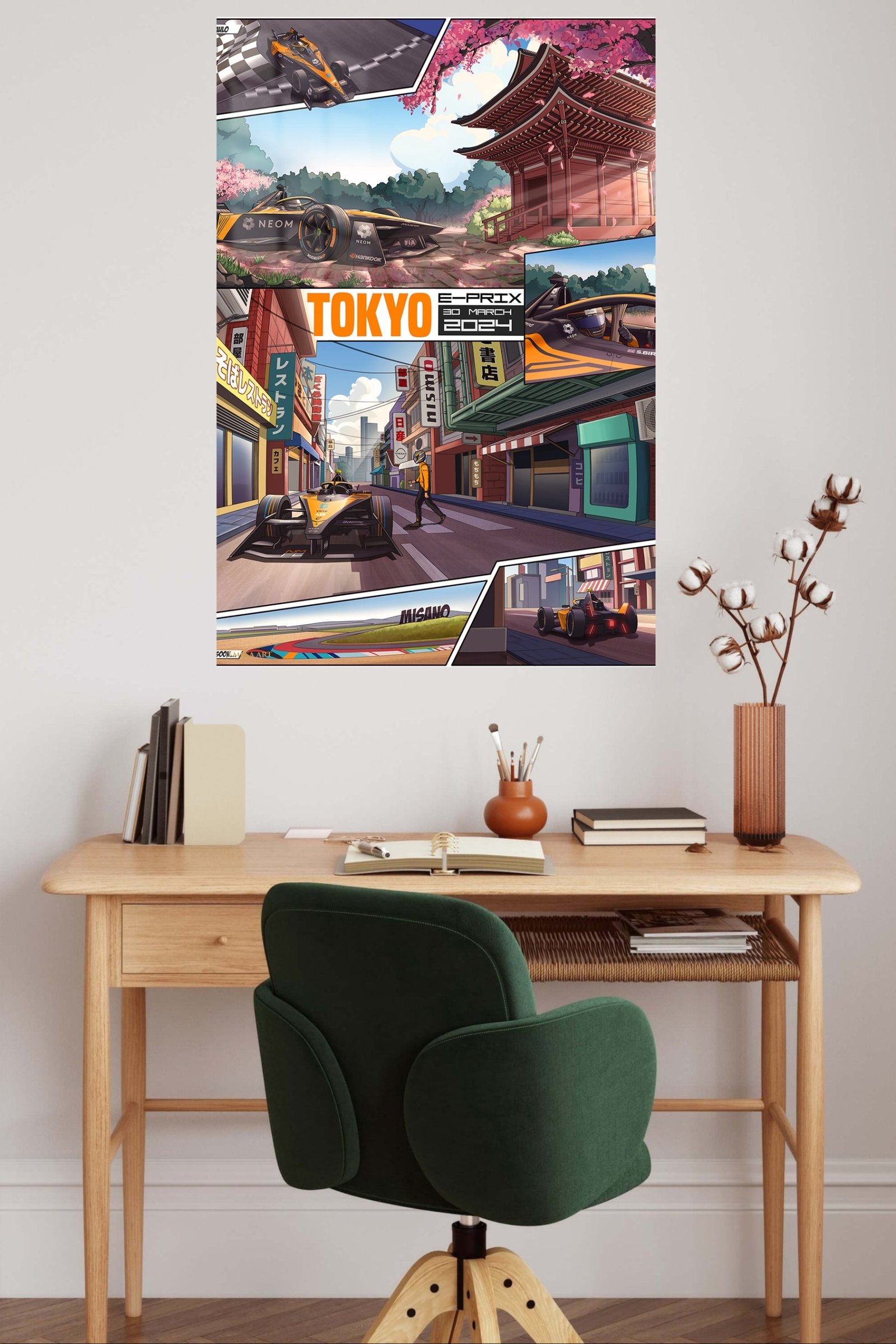 Tokyo Street Racing Comic Collage metal wall art print, view 5