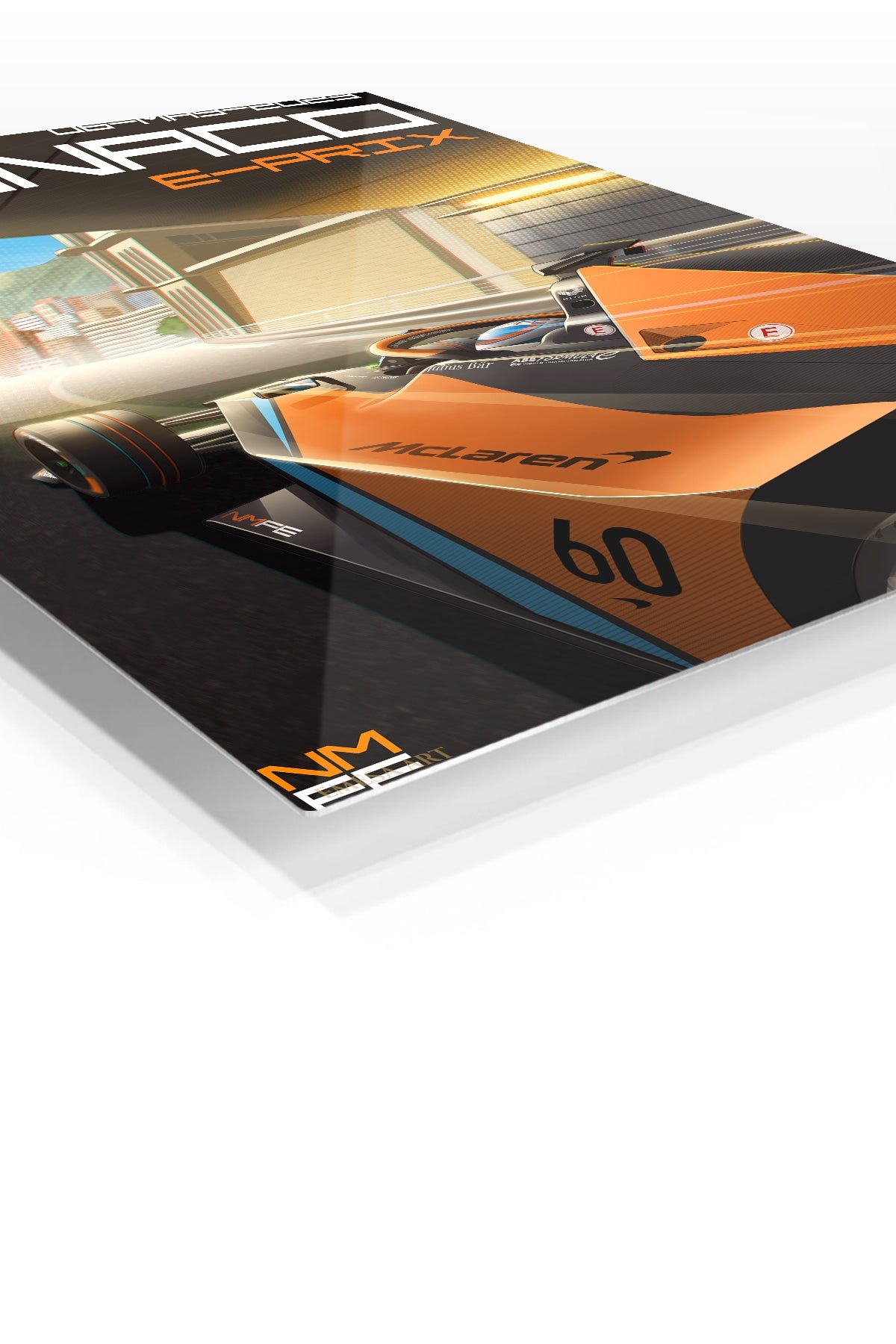 Orange Formula Race Car on Monaco Circuit metal wall art print, view 2