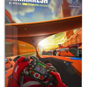 Electric Race Cockpit at Sunset metal wall art print