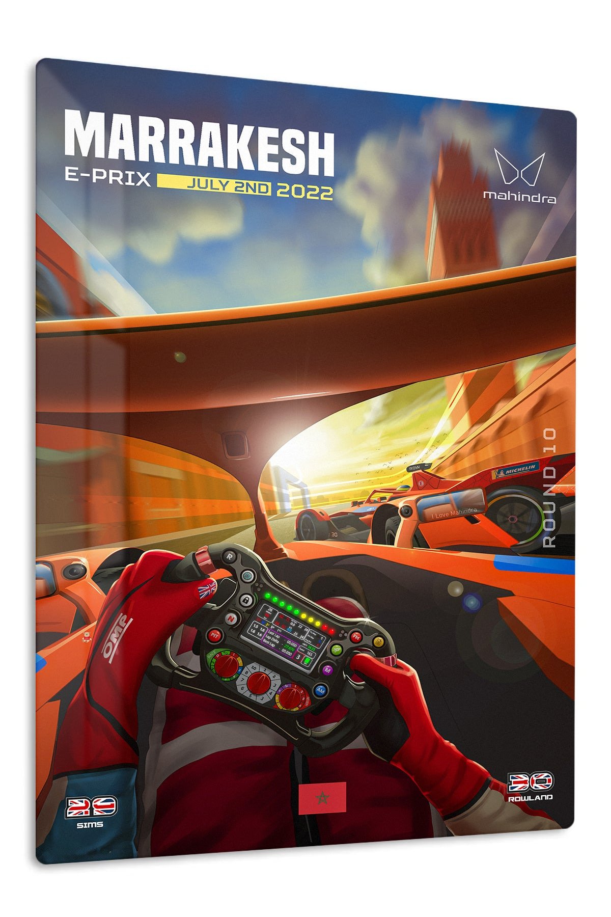 Electric Race Cockpit at Sunset metal wall art print