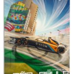 Electric Race Car City Sprint metal wall art print