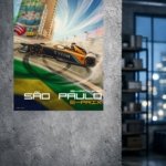 Electric Race Car City Sprint metal wall art print, view 4