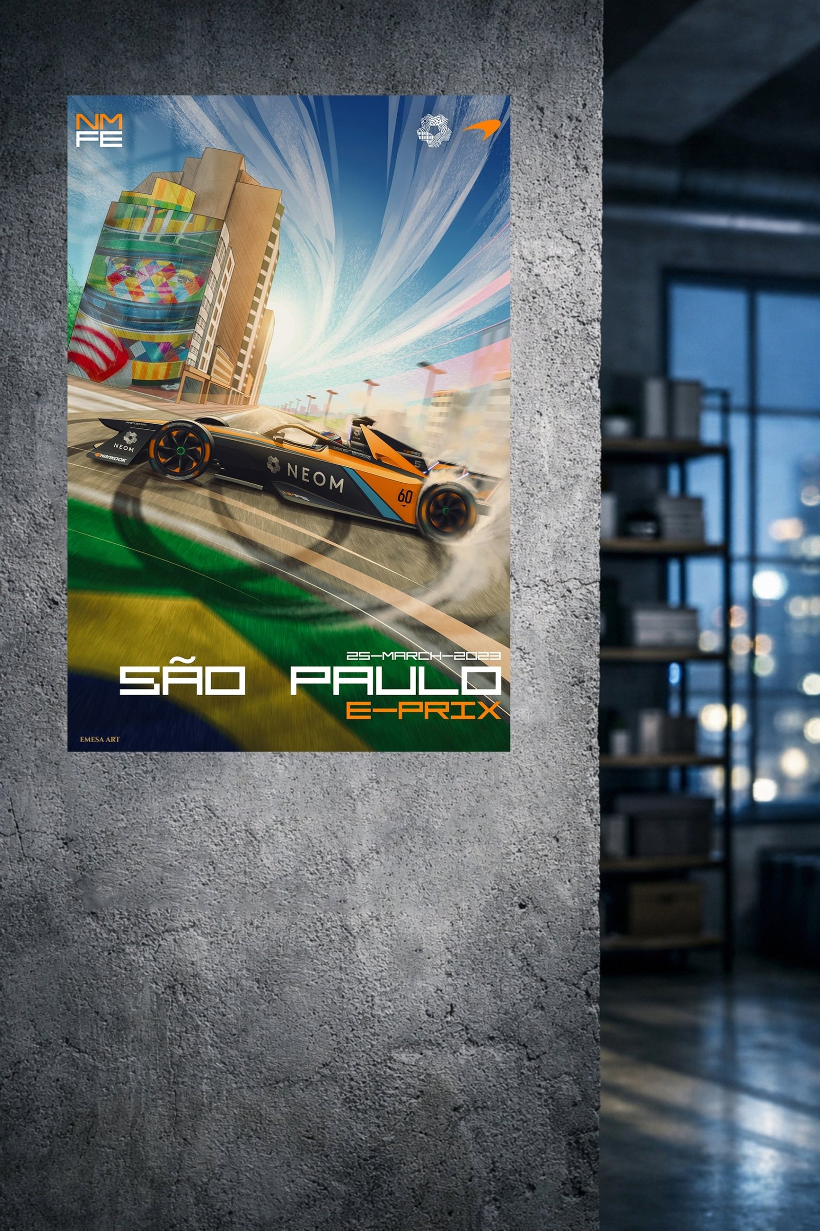 Electric Race Car City Sprint metal wall art print, view 4
