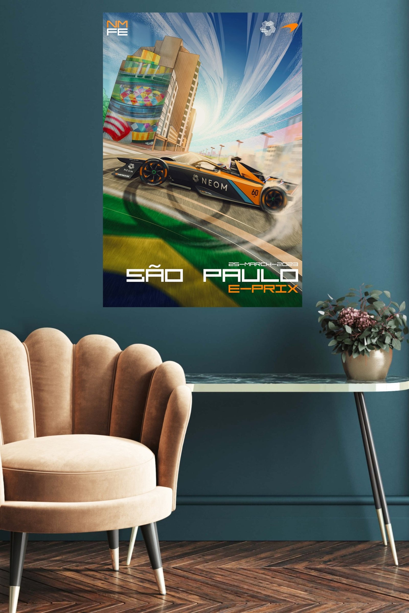 Electric Race Car City Sprint metal wall art print, view 5
