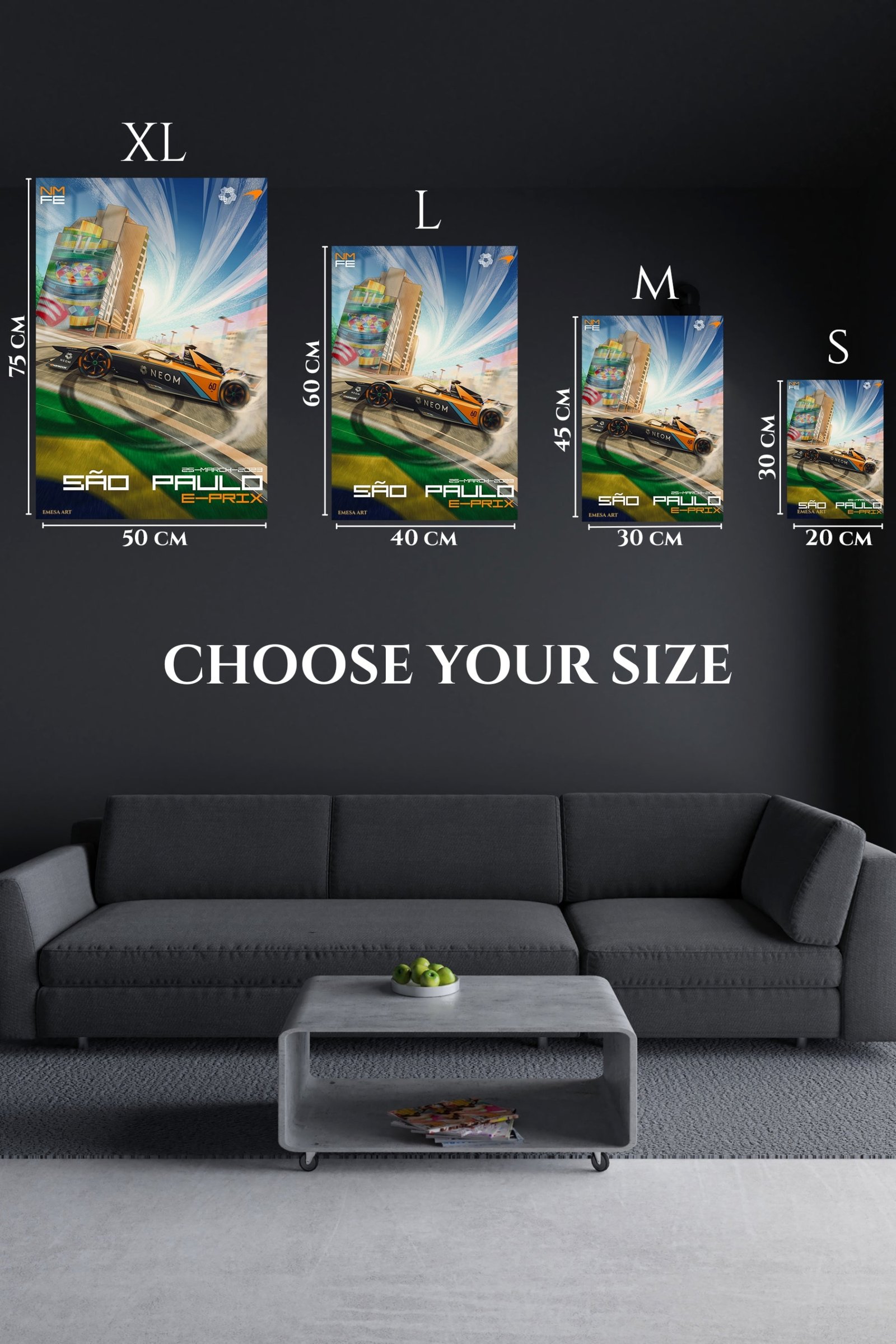 Electric Race Car City Sprint metal wall art print, view 6