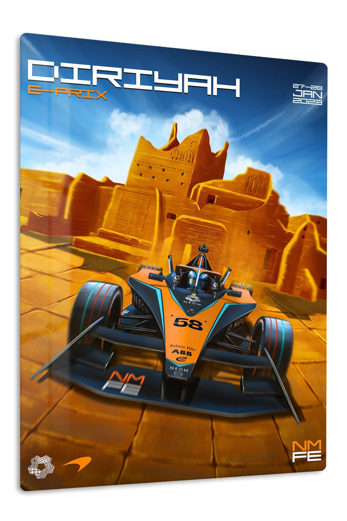 Desert Fortress Race Car metal wall art print