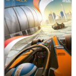 Neon Formula Racing Cityscape metal wall art print