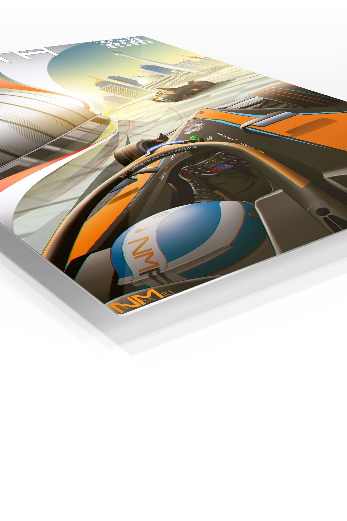 Neon Formula Racing Cityscape metal wall art print, view 2
