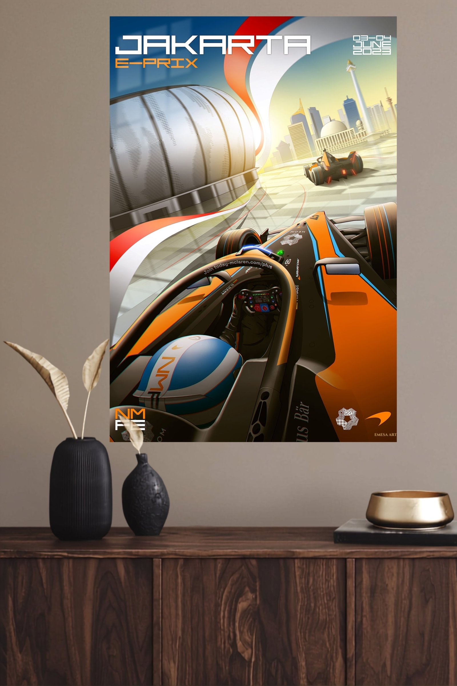 Neon Formula Racing Cityscape metal wall art print, view 4