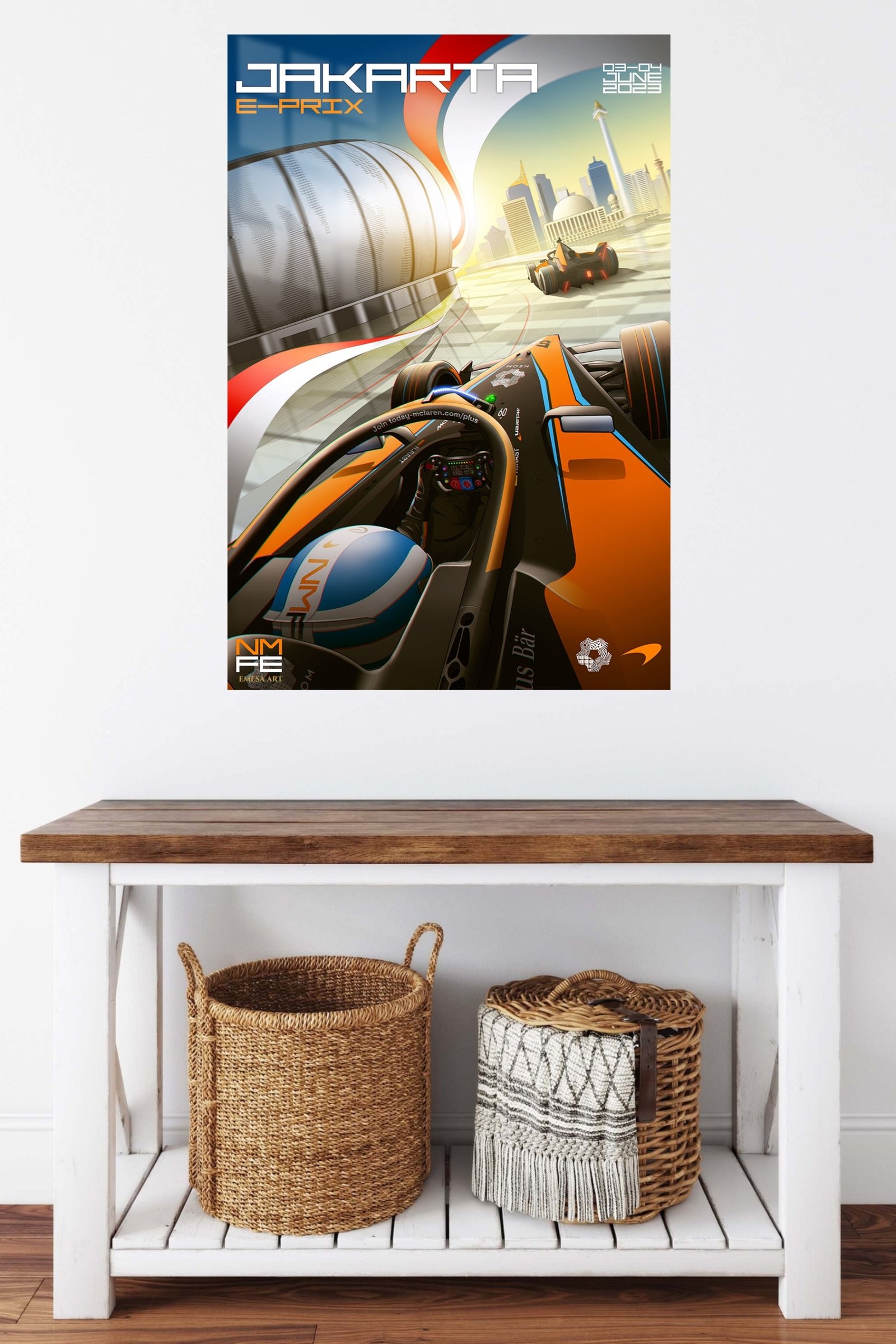Neon Formula Racing Cityscape metal wall art print, view 5