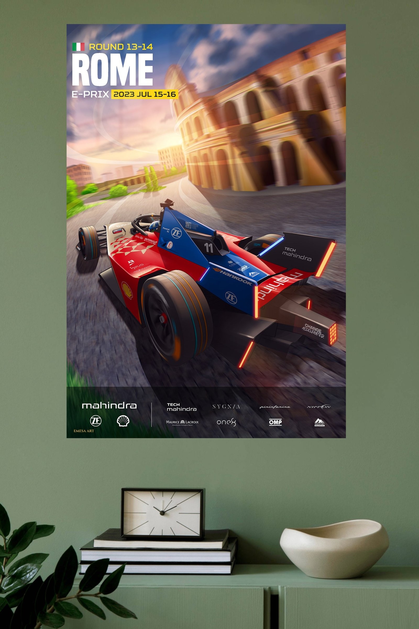 Rome Electric Race Car Poster metal wall art print, view 4