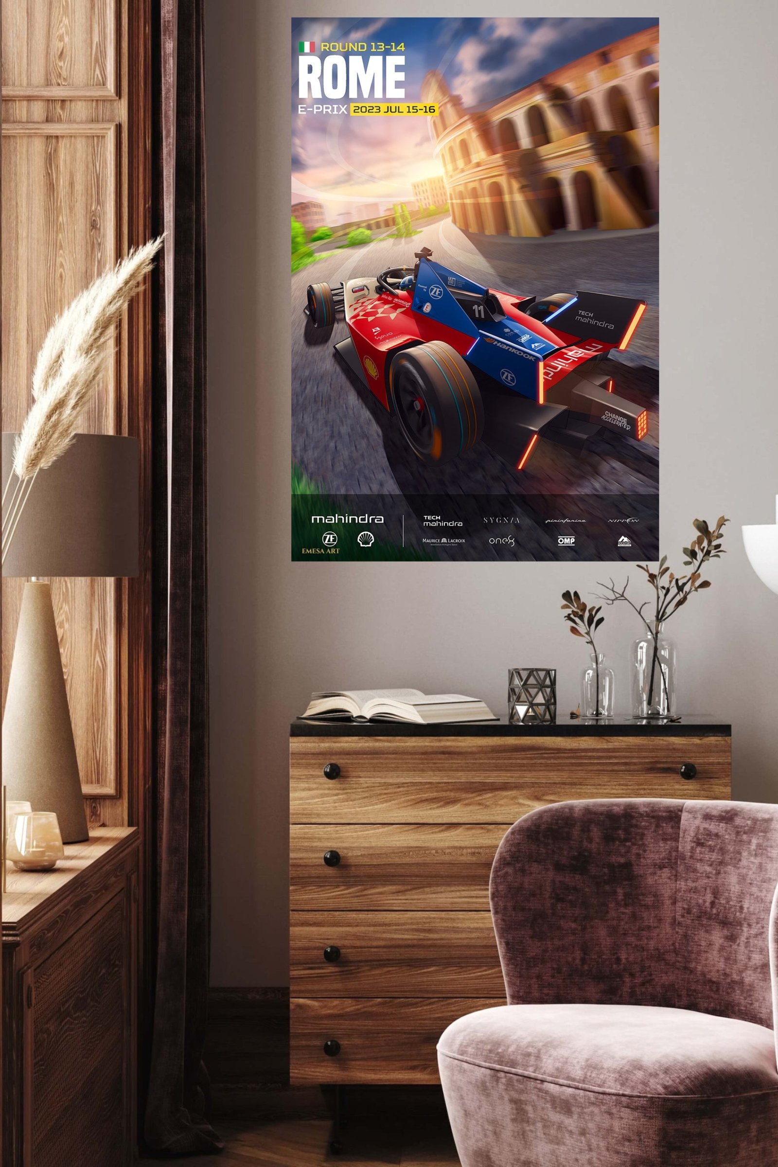 Rome Electric Race Car Poster metal wall art print, view 5