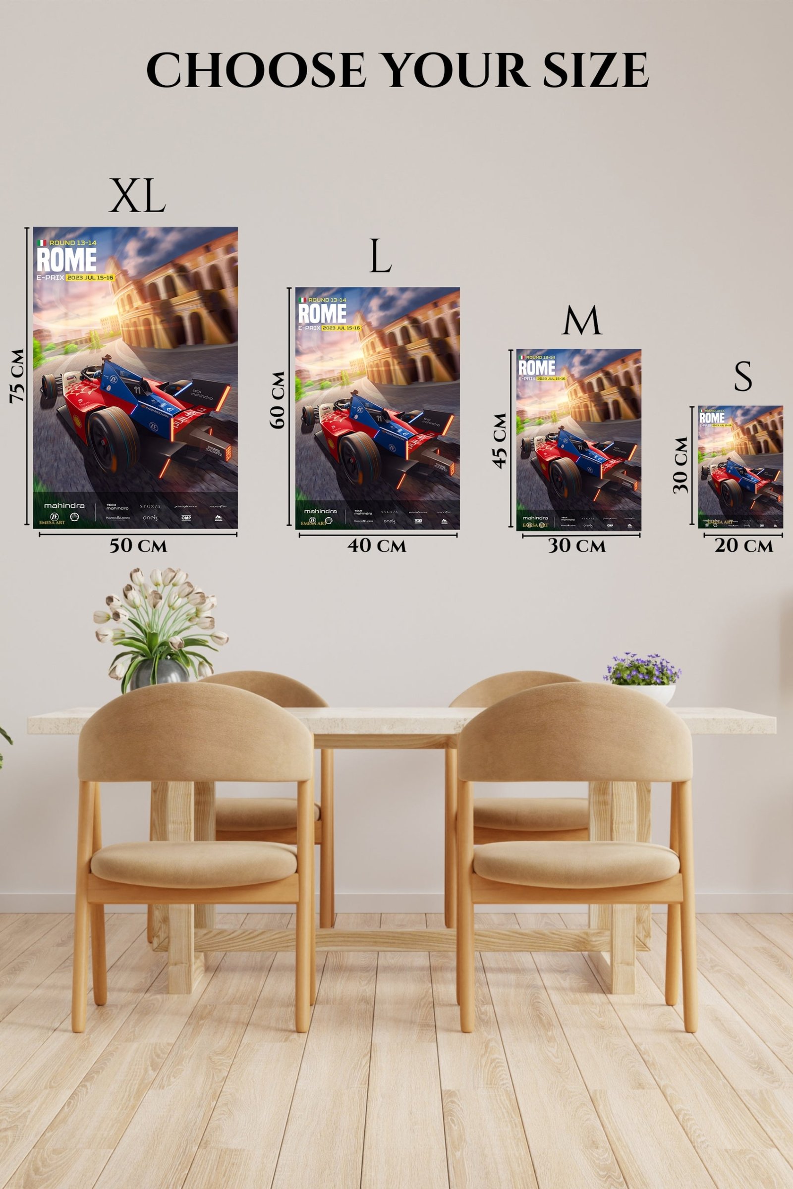 Rome Electric Race Car Poster metal wall art print, view 6