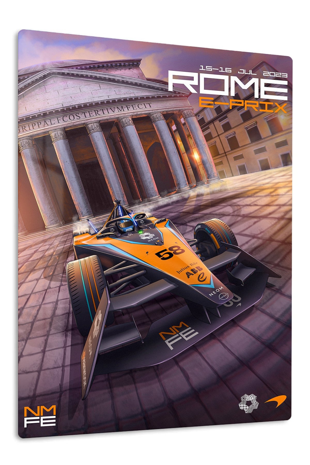 Orange Formula Racer at Classical Portico metal wall art print