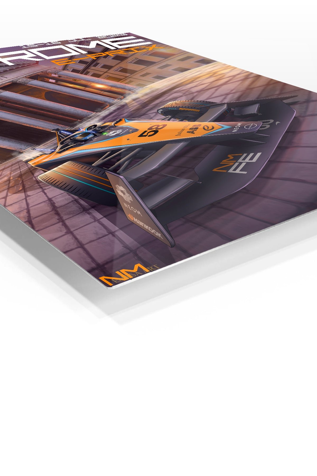 Orange Formula Racer at Classical Portico metal wall art print, view 2