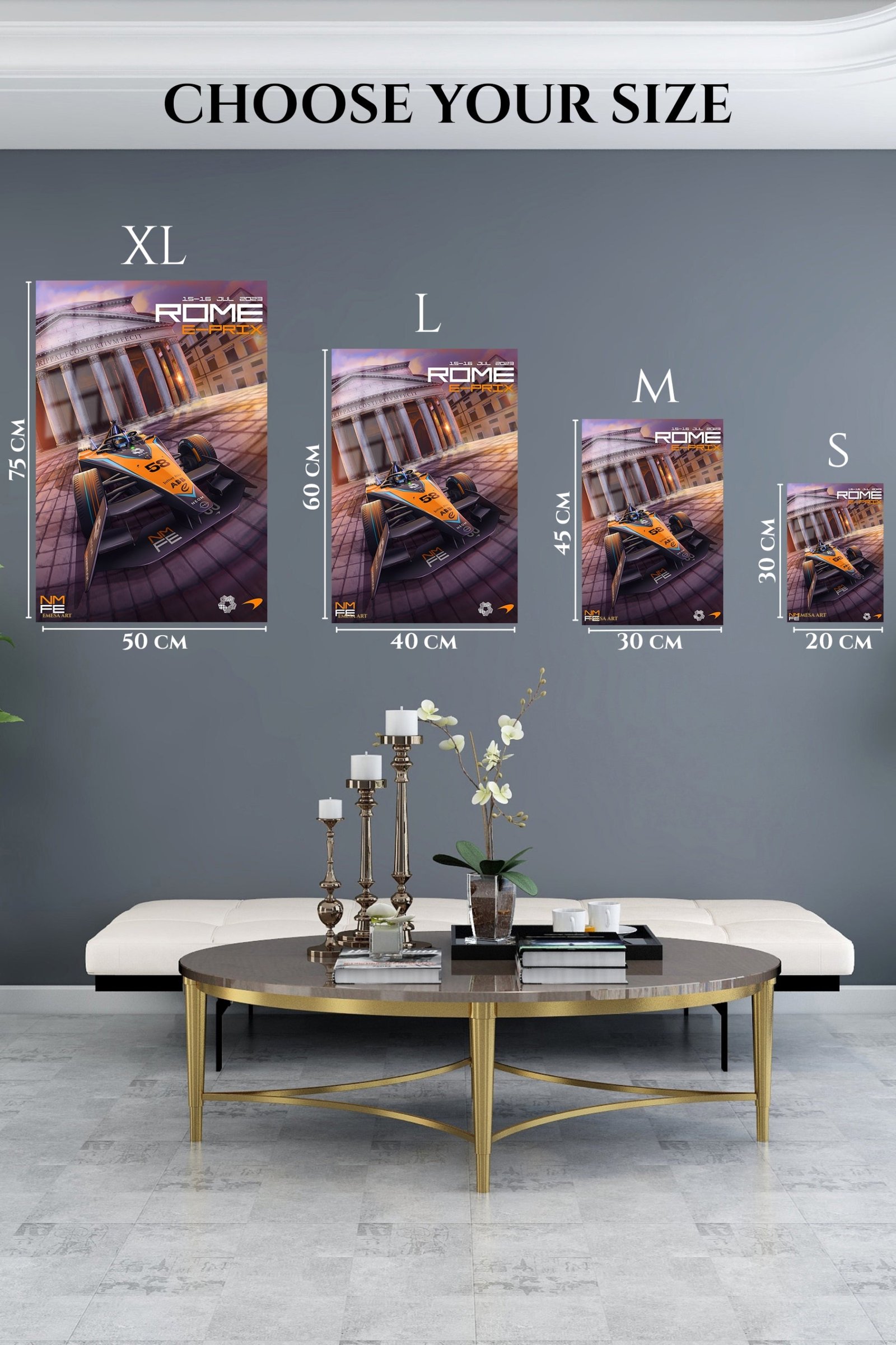 Orange Formula Racer at Classical Portico metal wall art print, view 6