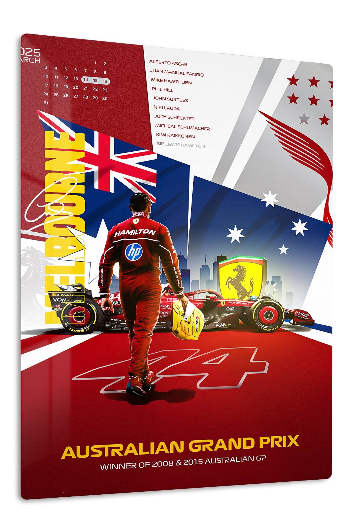 Australian Grand Prix Racing Champion Collage metal wall art print