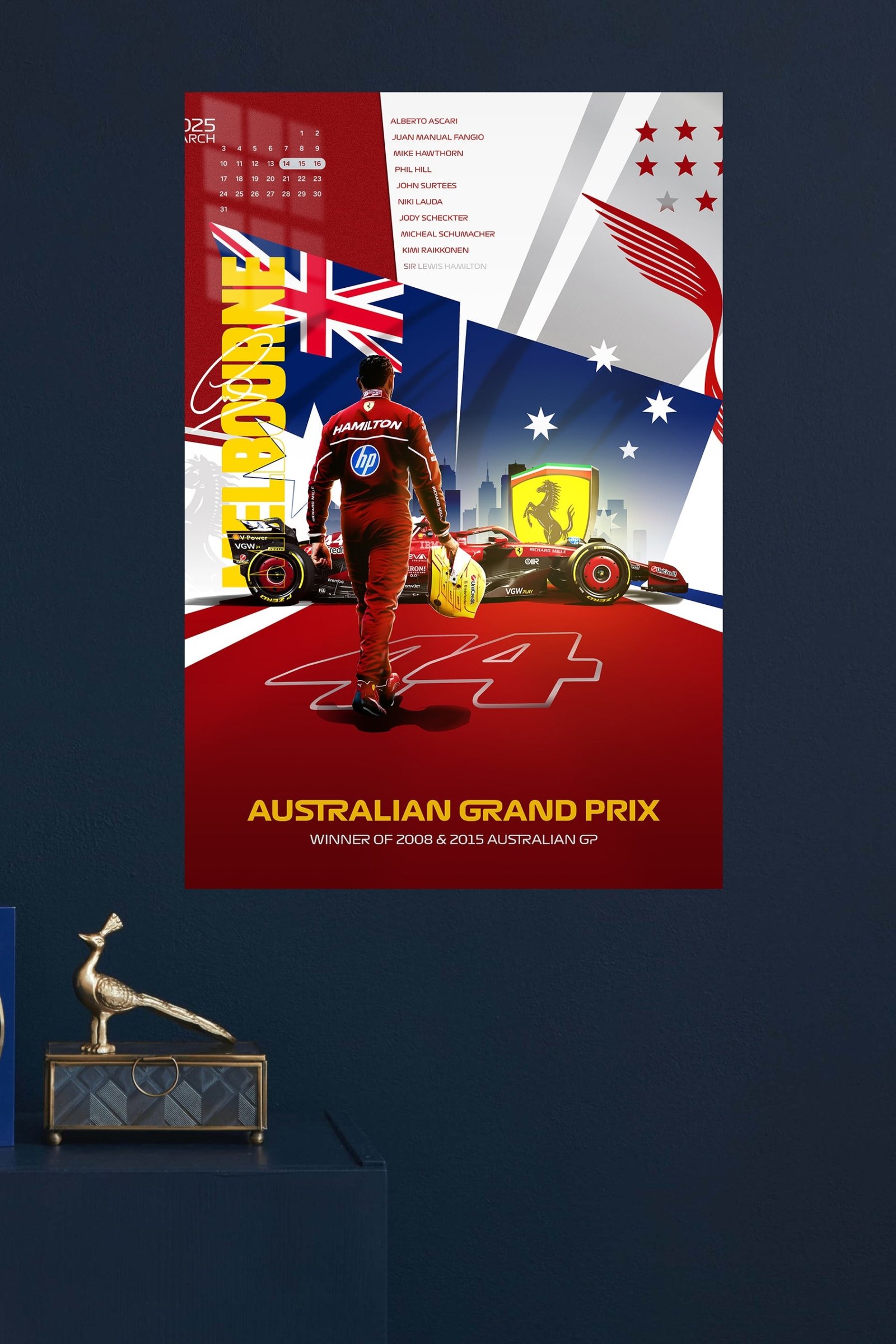 Australian Grand Prix Racing Champion Collage metal wall art print, view 4