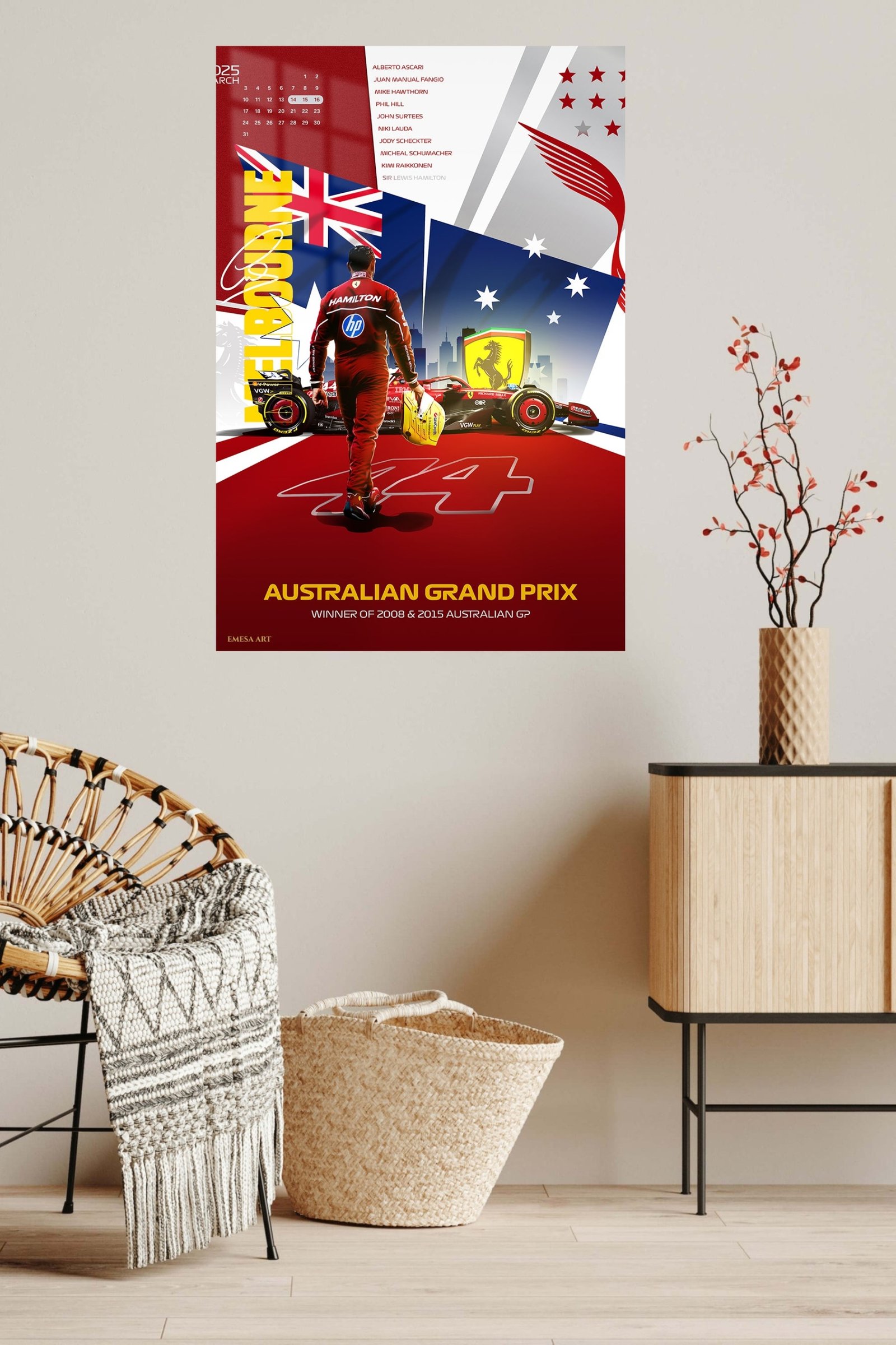 Australian Grand Prix Racing Champion Collage metal wall art print, view 5