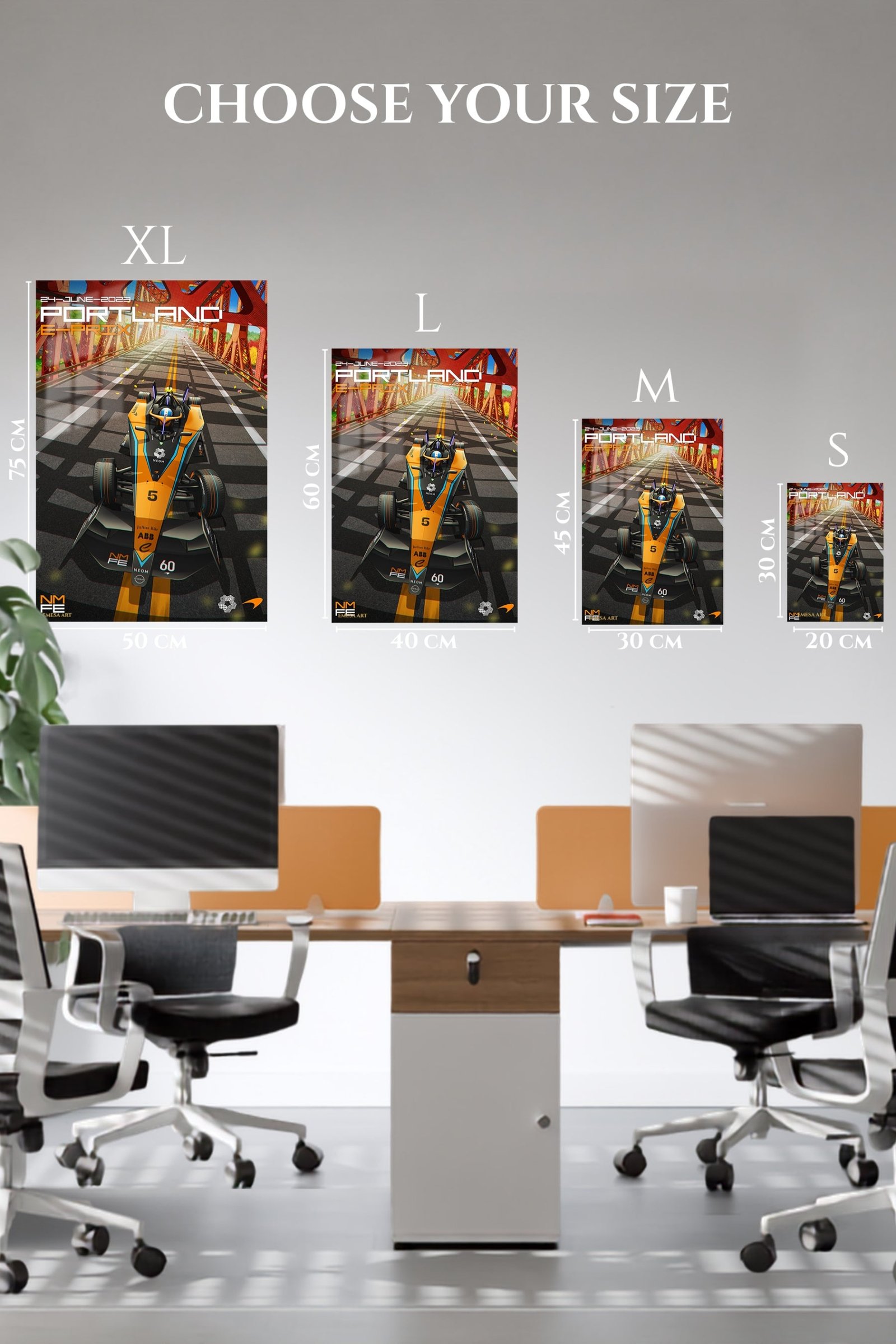 Futuristic Open-Wheel Bridge Run metal wall art print, view 6