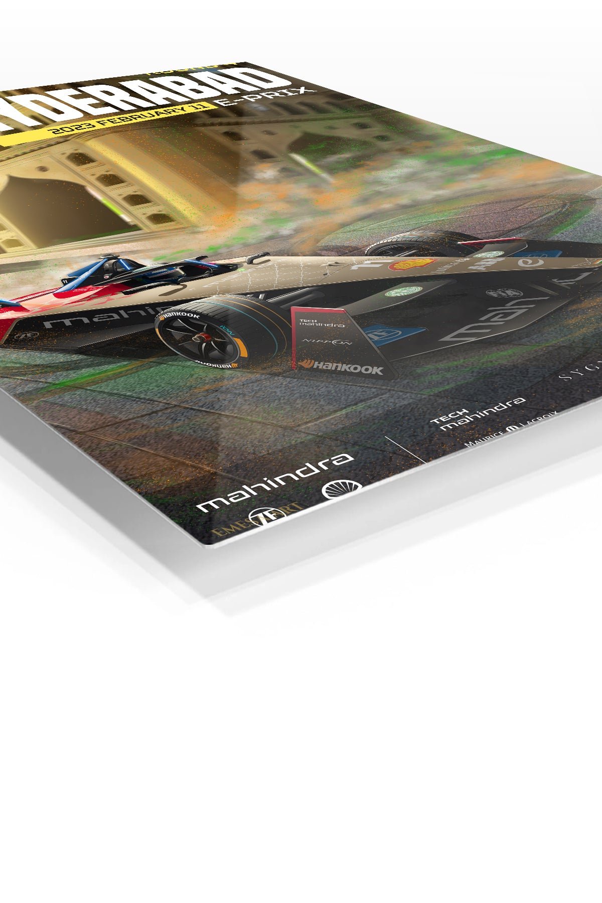 Hyderabad Electric Race Car Poster metal wall art print, view 2