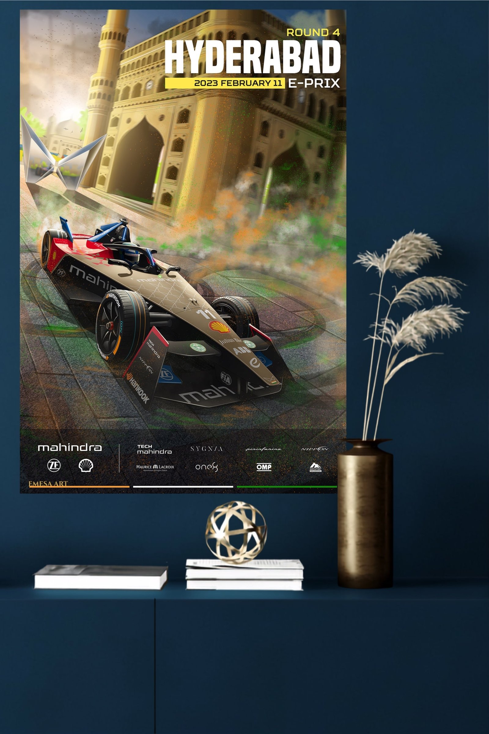 Hyderabad Electric Race Car Poster metal wall art print, view 4