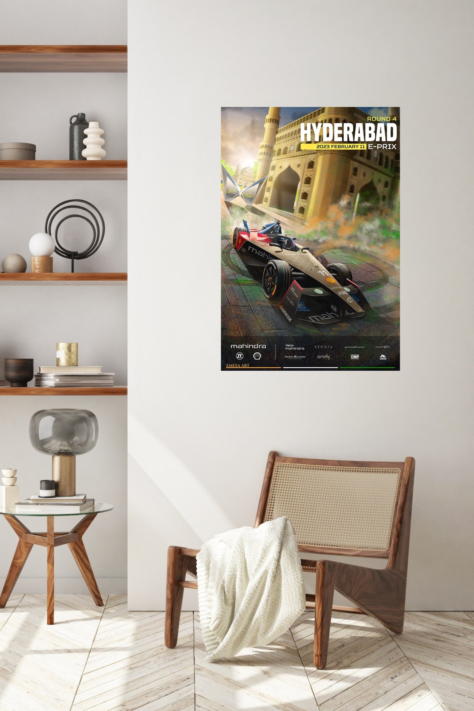 Hyderabad Electric Race Car Poster metal wall art print, view 5