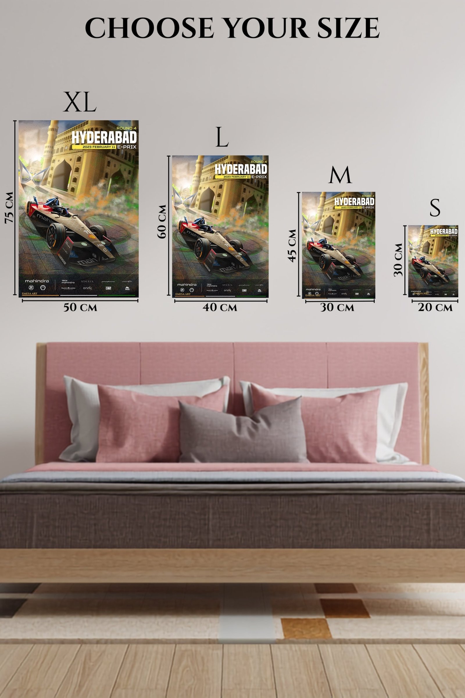 Hyderabad Electric Race Car Poster metal wall art print, view 6