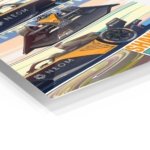 Electric Formula Race Car City Panels metal wall art print, view 2